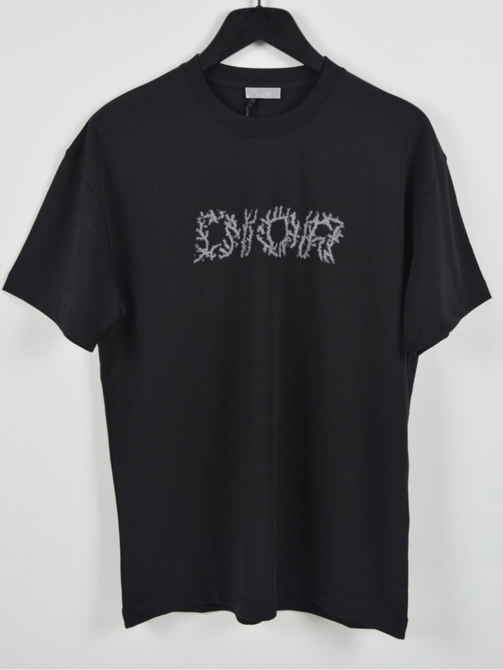 Dior Black Tee with Gray Graphic Logo